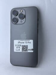 IPhone 13 Pro, Колдонулган, 512 ГБ, Кара, Коргоочу айнек, Каптама, 81 %