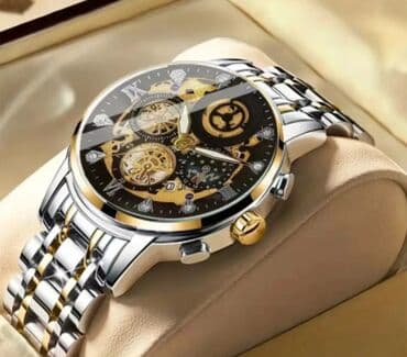 позолоченные часы: Мужские наручные часы с открытым механизмом (скелетон). - Корпус из — 1