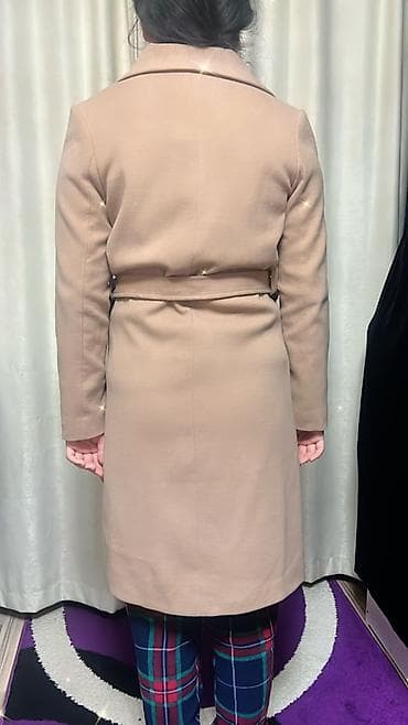 armani code: Пальто, Классика, Осень-весна, Кашемир, По колено, С поясом, M — 2