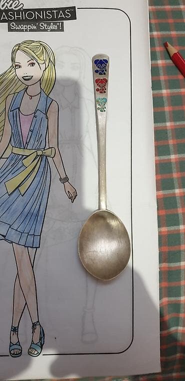 ложки серебряные: Серебряная чайная ложка с эмалью - Материал: серебро, проба 700 — 1