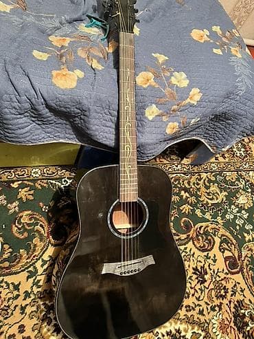 Барабаны: Акустическая гитара 6-струнная, дредноут, черный глянцевый корпус — 1