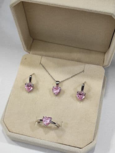 свадебное платье для высокой невесты: Серебряный Набор + Цепочка Сердечка Серебро 925 пробы Размеры — 7