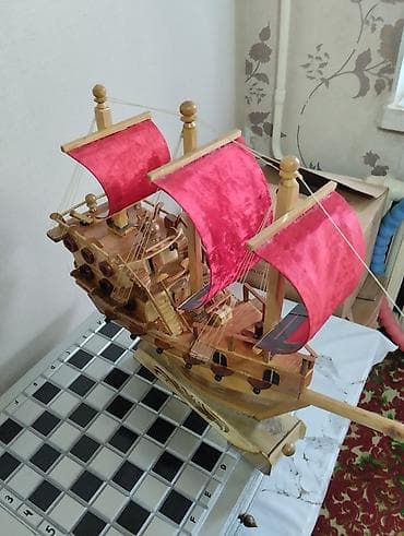 дека: Авторский набор: шахматный стол с ящиком + декоративный парусник - — 1