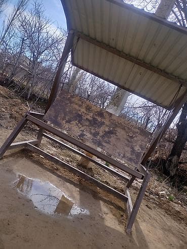 детская кровать с матрацем: Садовые качели Металл, Со спинкой, С крышей — 3