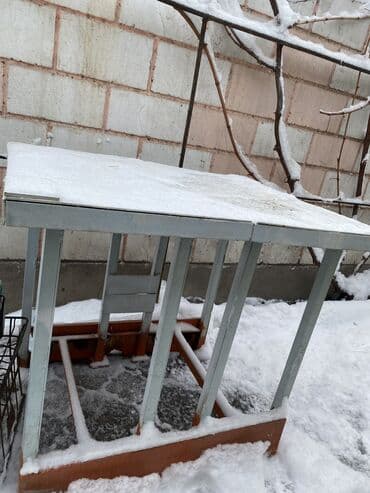 деревянный стол на кухню: Закройный стол, Б/у, цвет - Белый — 2