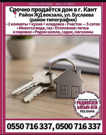 Город Кант продается дом 2х комнатный все коммуникации, школа, садик