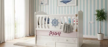 купить шифоньер для одежды: Детская кроватка с бортиками и выдвижными ящиками. Описание: - Цвет — 1