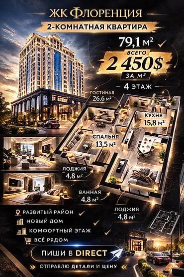 кварта: Построен, Элитка, 2 комнаты, 79 м² — 1