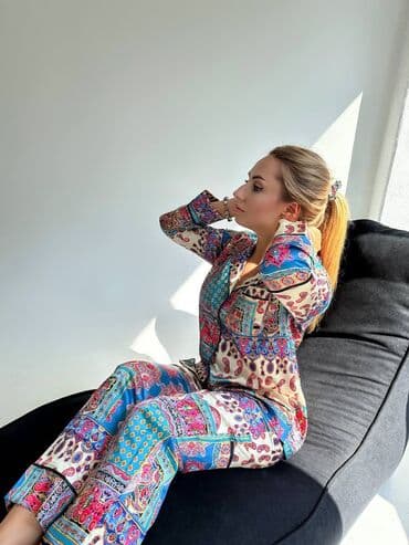 джинсова сорочка: Пижама, Шелк, Турция, S, M, L — 10