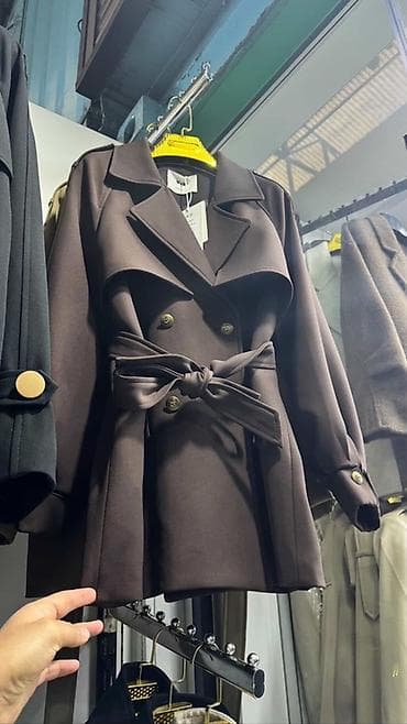 Толстовки, худи: Тренч 2026 хит темный шоколад. - Двубортный крой с четырьмя — 1