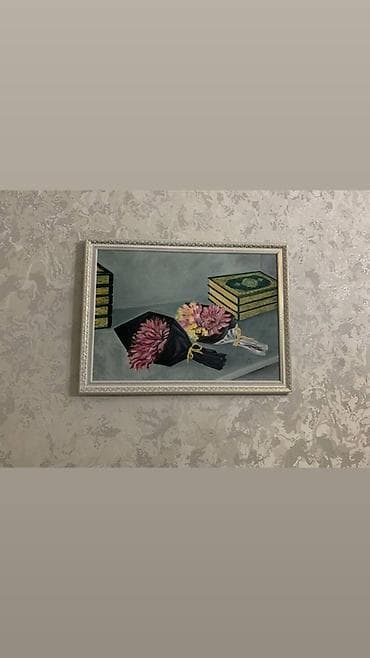 натюрморт: Картина «Натюрморт с цветами и книгами» - Авторская живопись на — 1
