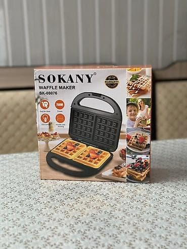 Электровафельница Sokany SK-08076 мощностью 750 Вт. Красный корпус с at lalafo.kg Электровафельница Sokany SK-08076 мощностью 750 Вт. Красный корпус с