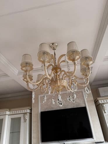 купить люстру в зал: Классическая подвесная люстра с абажурами и хрустальными подвесками — 2