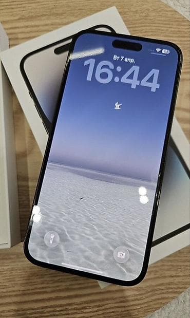 наушник микро: IPhone 14 Pro Max, Б/у, 256 ГБ, Black Titanium, Кабель, Коробка, 87 % — 1