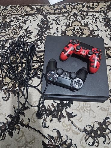 пс4 ош: Playstation 4 slim, 500gb, все кабели, Два джойстика, Не прошитый без — 1