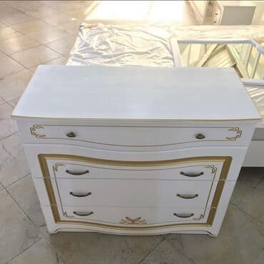 садовая мебель бишкек: Спальный гарнитур, Б/у, Двуспальная кровать, Комод, Тумба, МДФ, Самовывоз, цвет - Белый — 6