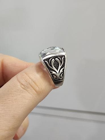 oura ring: Серебро 925 мужской кольцо Серебряная Печатка с камнями горный — 3