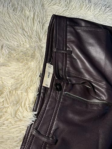 коженные брюки: Прямые брюки из эко-кожи бордового оттенка.БОРДО РАЗМЕР S-M КОРИЧНЕВЫЕ — 6