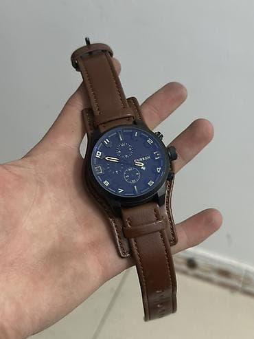 coros pace: Мужские наручные часы Curren с синим циферблатом и широким кожаным — 2