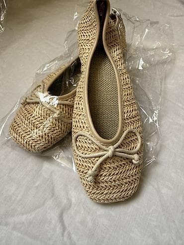 Туфли: Женские плетёные балетки из конопли/соломки в натуральном бежевом — 2