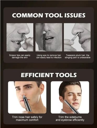 vgr триммер: ✂️ триммер для носа, ушей и бровей vgr v-615 2 в 1 🔌 питание — 5