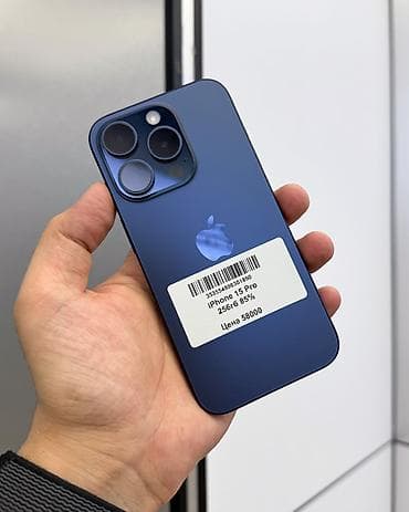 IPhone 15 Pro, Б/у, 256 ГБ, Blue Titanium, Защитное стекло, Чехол, В рассрочку, 85 %