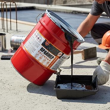 Битумный праймер в металлической бочке, предназначенный для