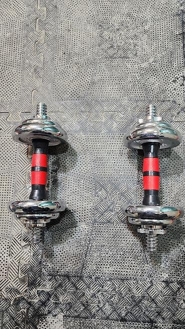 бильярдный шары: Гантели 5+5=10кг хромированные. новые разборные — 1