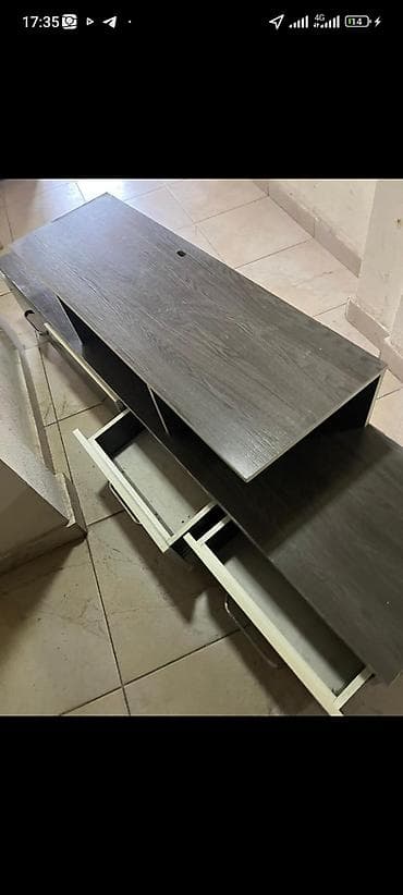 тумбочк: Тумба и подставка для телевизора, Напольная, ЛДСП, цвет - Коричневый — 1