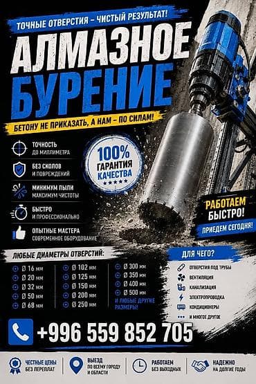 Алмазное бурение Точные отверстия – чистый результат. Бетону не