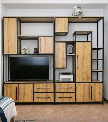 для кабинета: Гарнитур для зала, Новый, Тумба под ТВ, Металл, Самовывоз, цвет - Коричневый — 1