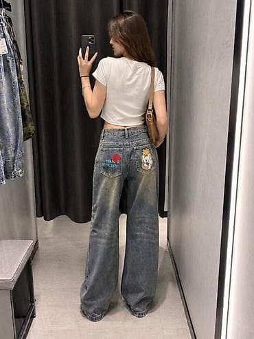 mind error jeans: Широкие женские джинсы с высокой посадкой и прямыми, очень объемными — 3