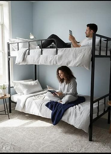 Лак жана боёк материалдары: Эки кишилик керебет, Колдонулган, Каркассыз матрас, узуну - 190 см — 1