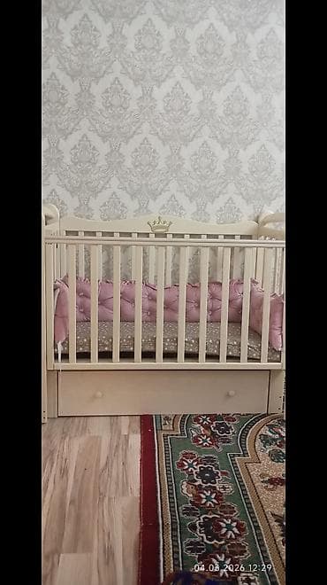 размер одеяла для новорожденного: Детская кроватка с маятниковым механизмом, цвет слоновая кость — 2