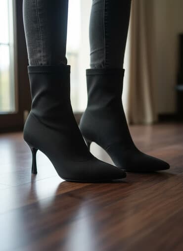 туфли черные с открытым носиком: Ботинки и ботильоны — 1