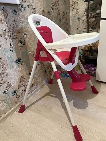 Детский высокий стульчик для кормления Basis. - Цвет: белый/розовый at lalafo.kg Детский высокий стульчик для кормления Basis. - Цвет: белый/розовый