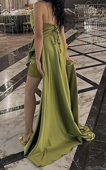 Платье для выпуского/Вечернее платье-трансформер оливкового оттенка