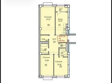 квартира токмаке: 3 комнаты, 105 м², Асанбай мкр Элитка, 14 этаж, Требуется ремонт — 2