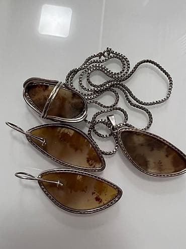 amber elixir: Комплект украшений из натурального дендритового мохового агата в — 7