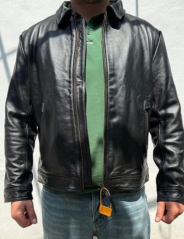 leather jacket: Мужская кожаная куртка из плотной натуральной кожи (черная) — 3