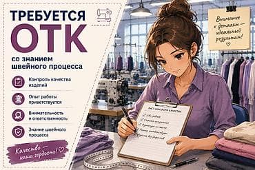 росийский учет: ОТК, Район: Кызыл Аскер, Оплата: Еженедельно, График работы: Шестидневка, Опыт работы: 3-5 лет опыта — 2