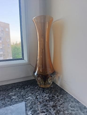 винтажные очки: Ваза из цветного стекла (янтарный оттенок) - Материал: толстостенное — 3