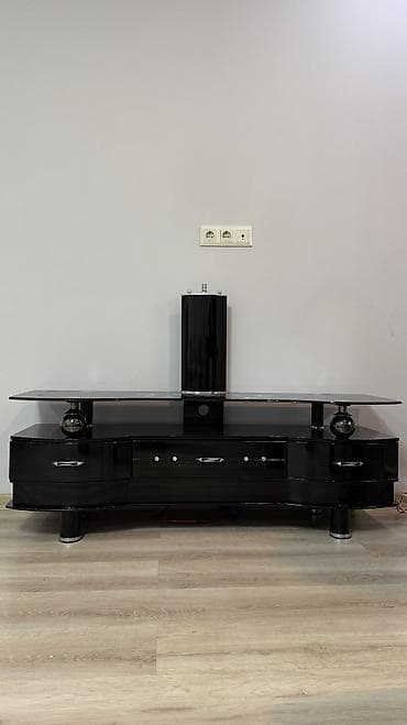 Тумба и подставка для телевизора, Напольная, МДФ, цвет - Черный