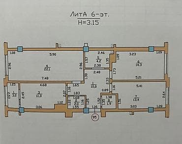 3 комнаты, 87 м², Элитка, 6 этаж, Готовая ПСО (под самоотделку)