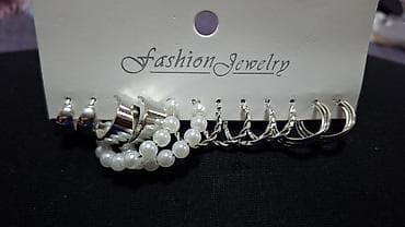 кольцо серьги: Набор Fashion Jewelry — комплект из нескольких пар в серебристом — 1