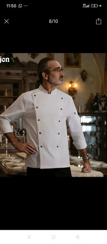 надом пиджак: Поварская куртка классического белого цвета, предназначенная для — 2