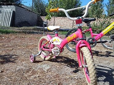 двухколёсные самокаты: Үч велосипед сатвы 1) Детский велосипед Starke (розовый) - Колеса — 8
