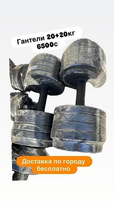 жимых: Гантели 20+20 кг - Комплект: пара гантелей по 20 кг каждая (общий вес — 1