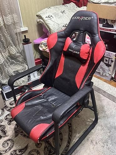 Игровое кресло, Без колесиков, цвет - Черный, Экокожа