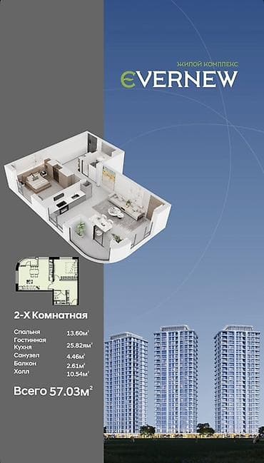 Новостройки от застройщика: 2 комнаты, 57 м² — 3